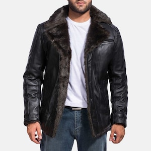 Fur lined leather jacket mens discount