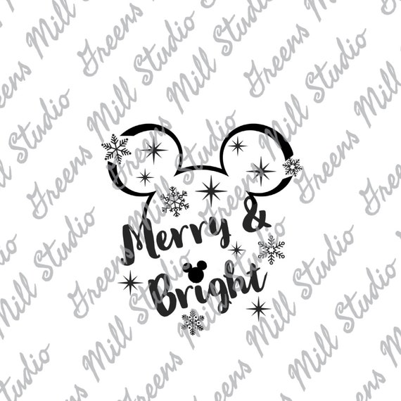 Mickey Mouse Ear Merry & Bright Christmas Snowflake Dis - Etsy