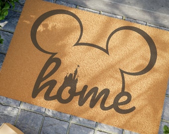 Home Mickey Silhouette Doormat / With Castle / Home Decor / Outdoor Rug