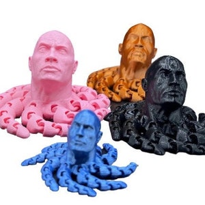 3D-gedruckter Rocktopus, The Rock, gegliedertes Zappeln, Dwayne Johnson, Octopus, Tinker Toy, mehrere Größen Klein-Mittel-Groß-X-Large
