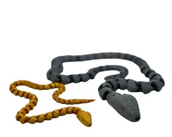 Articulated Snake Toy - 3D Printed - 2 Feet Long - Black