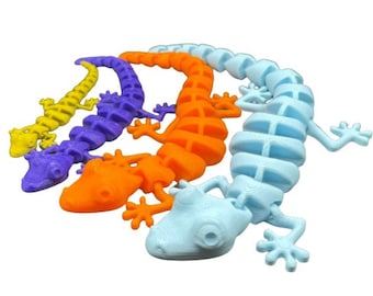 3D Printed Articulated Flexi Lizard, Animal Toy, Gecko Lizard, Fidget Toy, Multiple sizes Small-Medium-Large-X-Large