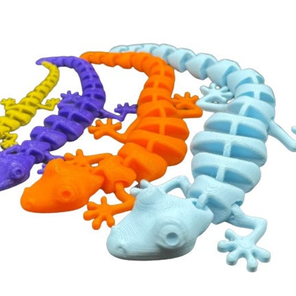 3D Printed Articulated Flexi Lizard, Animal Toy, Gecko Lizard, Fidget Toy, Multiple sizes Small-Medium-Large-X-Large