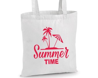 Summer time bag, cute tote bag for beach essentials and summer walks, perfect gift bag for life, canvas birthday gift bag, personalised bag