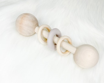 Baby Rattles, Wooden Classic Baby Rattle, Montessori Baby Toy, Baby Shower Gift, Sensory Toy