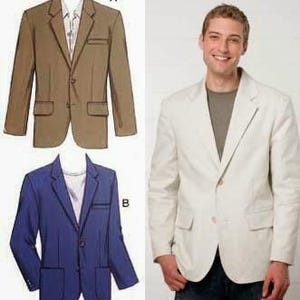 LIKE NEW - Kwik Sew 3485 Mens Blazer Sewing Pattern - Small- XXL