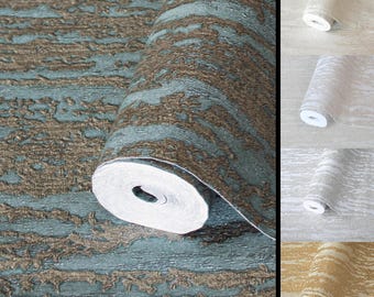 Papier peint effet plâtre vieilli de luxe, revêtement mural en vinyle intissé gaufré, papier peint moderne lavable - Un rouleau couvre 177 pieds carrés