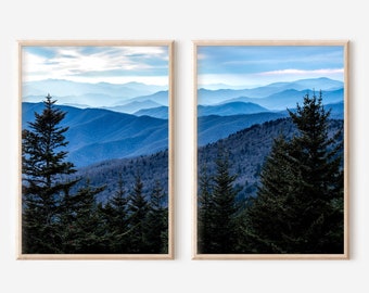 Great Smoky Mountains Photography Print Set, Smokies Wall Art, Tennessee Mountain Landscape Print, Mountain Nature Print Set of 2
