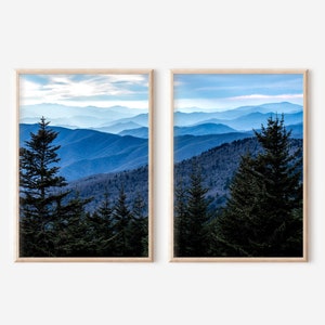 Great Smoky Mountains Photography Print Set, Smokies Wall Art, Tennessee Mountain Landscape Print, Mountain Nature Print Set of 2