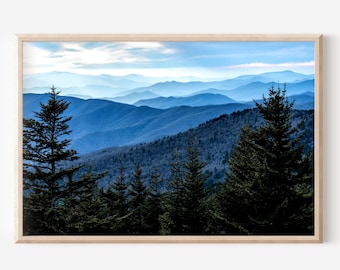 Great Smoky Mountains Photography, Tennessee Mountain Landscape, Mountain Cabin Decor, National Park Printable, Smokies Digital Print