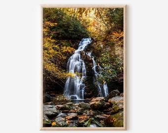 Great Smoky Mountains Waterfall Print, Smokies Waterfall Photography, Mountain Waterfall Wall Art, Tennessee Landscape, Spruce Flats Falls