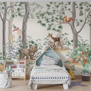 Kids Wallpaper | Kids Safari Jungle Animals Wall Mural | Safari Wallpaper
