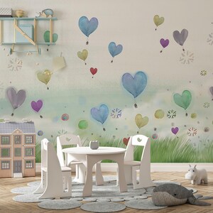 Estilo acuarela Globos coloridos Habitación niños Mural Papel pintado
