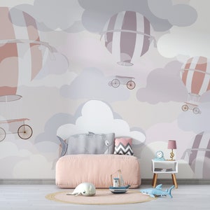 Wall Mural Wallpaper Hot Air Balloons Wall Cover Kids Room Nursery