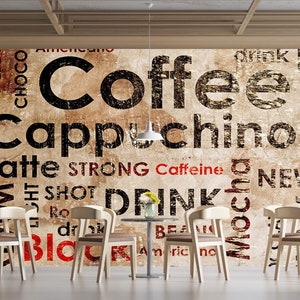 Café Restaurante Café Lettering Design Especial Papel de Parede Mural estilo vintage