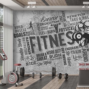 Sports Fitness Gym Human Body Written Special Design Mural Wallpaper