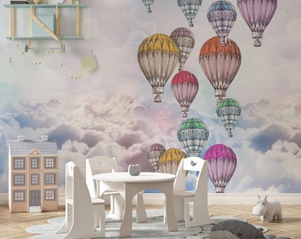 34 Adesivi Murali Per Camera Bambini - Motivi Animali, Mongolfiere, Aerei E Stelle Con Colori Chiaro - Foto 6