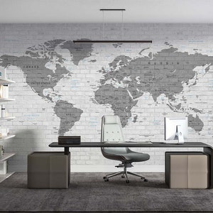 Weltkarte auf 3D Stein Wand WandTapete