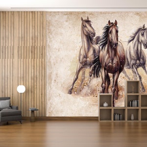 3D Horses Mural Wallpaper