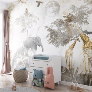 Forest Animals Wallpaper, Kids Wallpaper Removable, Nursery Wall Decal, Nursery Wallpaper