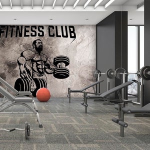 Customizable Gym Room Mural Wallpaper Sport Room Wallpaper