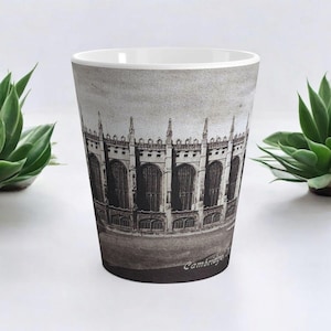 Vintage Camegate Latte Tasse - King's College Kapelle Postkartendesign - Historisches England Souvenir Geschenk