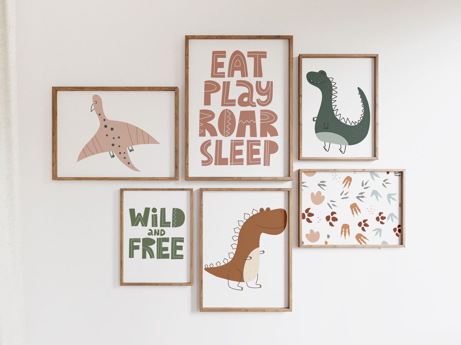 Set of 8 Pink Dinosaur Wall Art, Digital Instant Download, Kids Bedroom