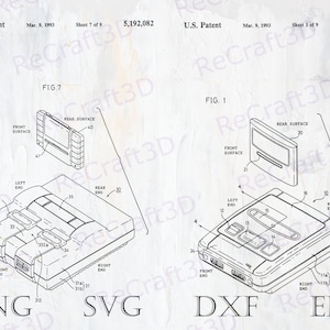 Impresión de patente de consola SNES - Decoración de sala de videojuegos de 1993 (Descarga digital)
