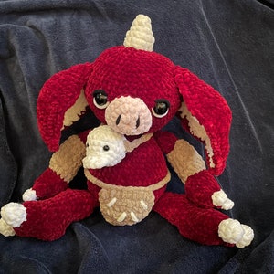 Handmade Red Goblin Plushie, LOZ Inspired Velvet Yarn Toy