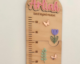 Wildflower Growth Chart | Personalised Growth Chart | Flower Height Chart | Floral Growth Chart | Acrylic Growth Chart | Wooden Ruler