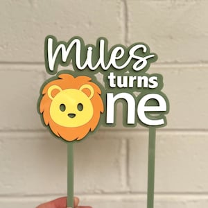 Lion One Cake Topper | Wild One Cake Topper | Jungle Birthday Cake Topper | Wild Two Birthday birthday | Animal Birthday | Safari Birthday bild 1