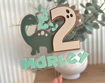 Personalised Dino Cake Topper | Dinosaur Themed Party Decor | Dinosaur Cake Topper | Kids Birthday | 1st Birthday | Custom Topper