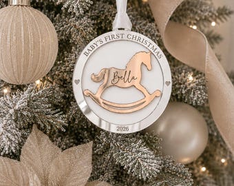 First Christmas Ornament | Baby's First Christmas Ornament | Baby Ornament | Personalised Baby Bauble | Rocking Horse Decoration