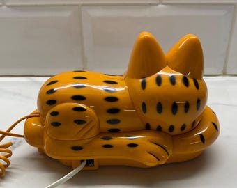 3760. ガーフィールド ヴィンテージ 電話機 ヴィンテージのガーフィールド猫電話：1980年代、箱入りで動作中