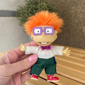 Vintage Rugrats Chuckie Finster small plush doll 2000 Viacom, collectable Rugrats soft body toy with plastic face