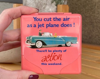 Rare Pink Tin Cigarette Case Reisenthel advertising vintage 1960-70s made in Japan new old stock, nice gift idea for her & him