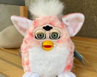 Furby Snow Leopard 1998 WORKING Vintage White With Brown