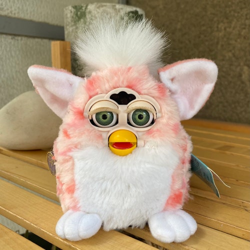 Rare 1999 Coral Furby Baby: Vintage Pink & White, Green Eyes