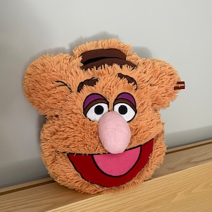 Muppet Fozzie the Bear fluffy cushion, appliqued Fozzie Bear head pillow Jim Henson Muppet show Collectable home supplies image 3