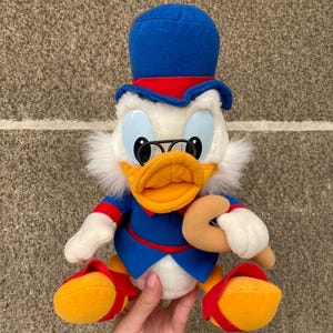 Vintage Scrooge McDuck plush toy 1990s Disney Europe Playskool, Uncle Scrooge stuffed plush