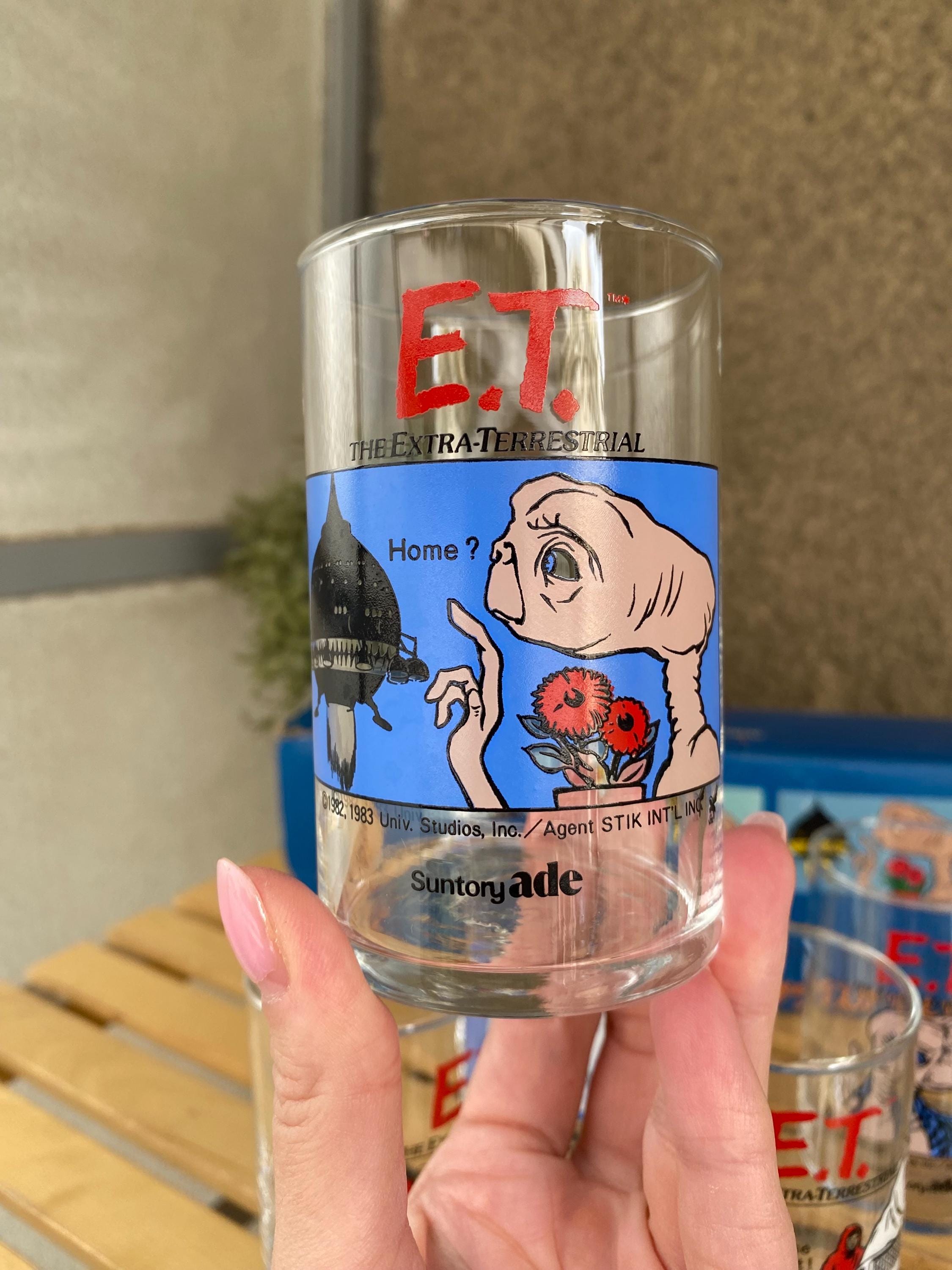 Rare Vintage ET Extra Terrestrial Drinking Glass Set of 5 Japan