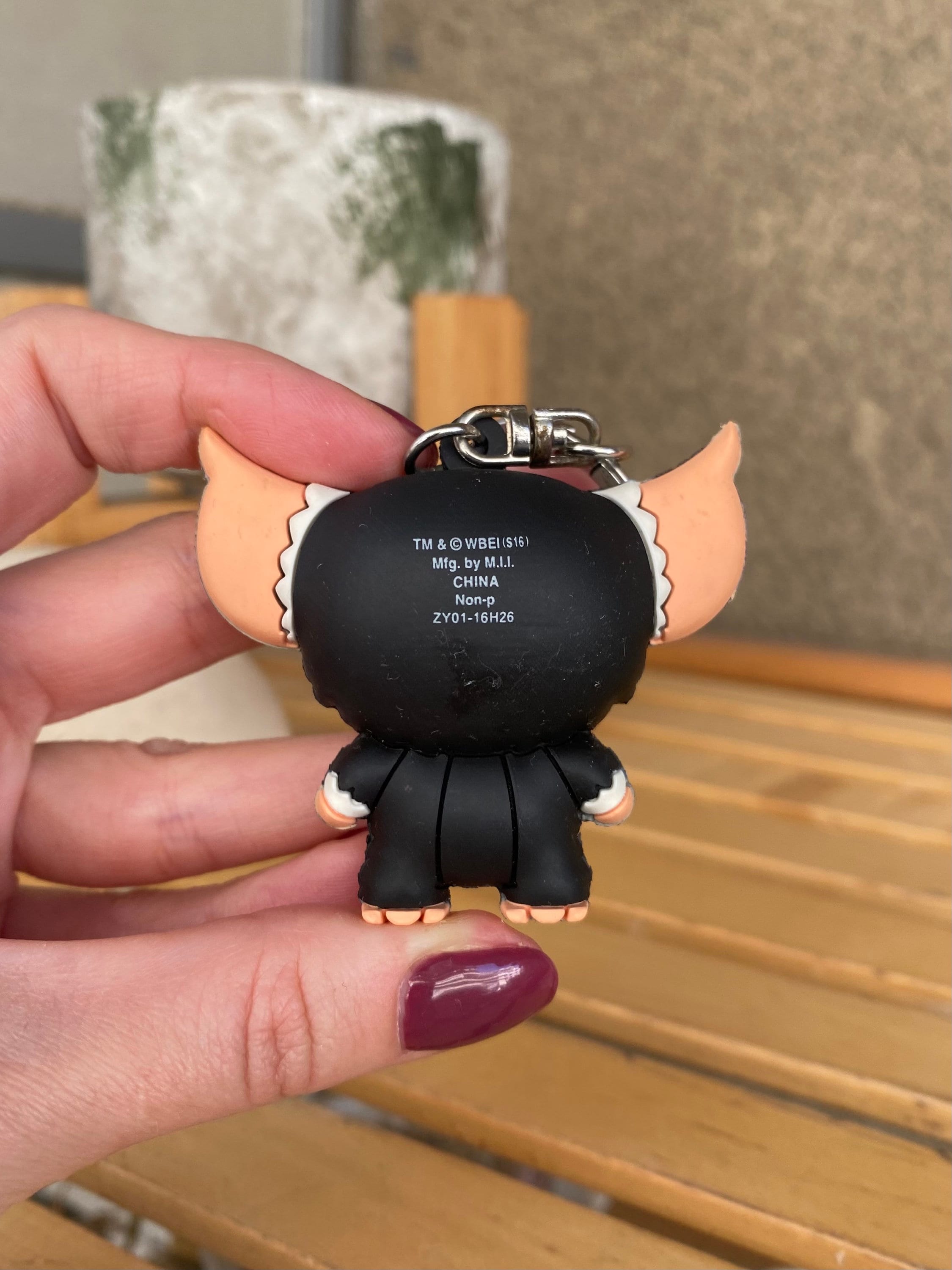 Evil Gremlin Mohawk Figurine Keychain: Black & White Collectible