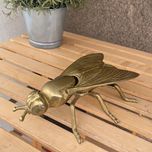 Vintage Fly Wasp Shape Brass Ashtray 1960s, collectable old decorative insect-shaped ashtray