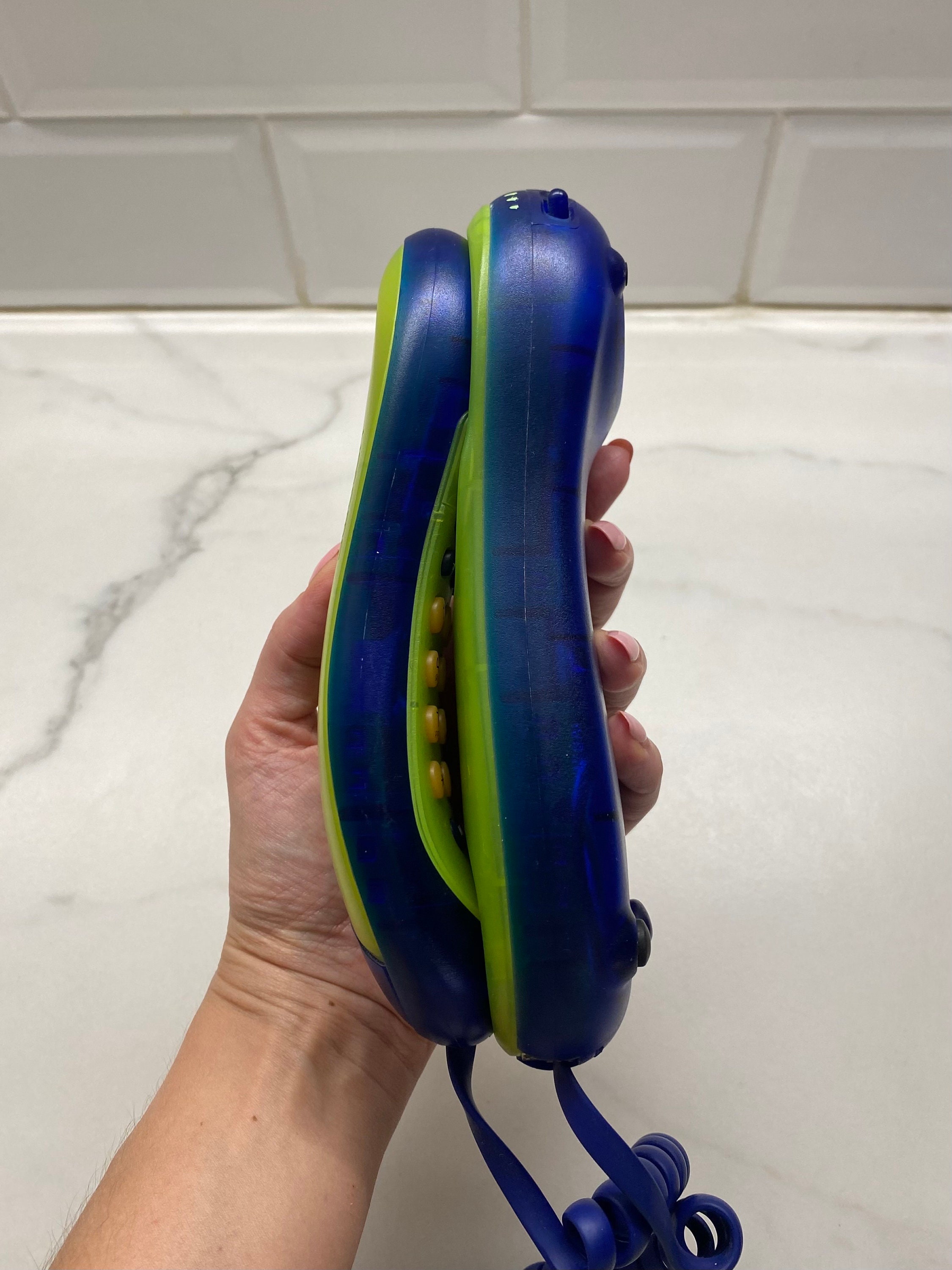 Vintage Blue & Neon Lime Swatch Twin Telephone 1990s WORKING