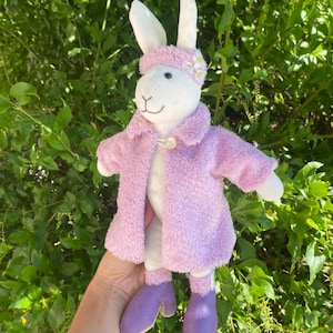 Rare retired Jellycat Furcoat Bunny plush toy, collectable Jellycat Fur Coat white rabbit in high heels plushie comforter