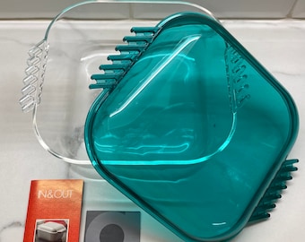 Vintage Guzzini Acrylic Covered Server: Mint Green Container, 1980s New Old Stock
