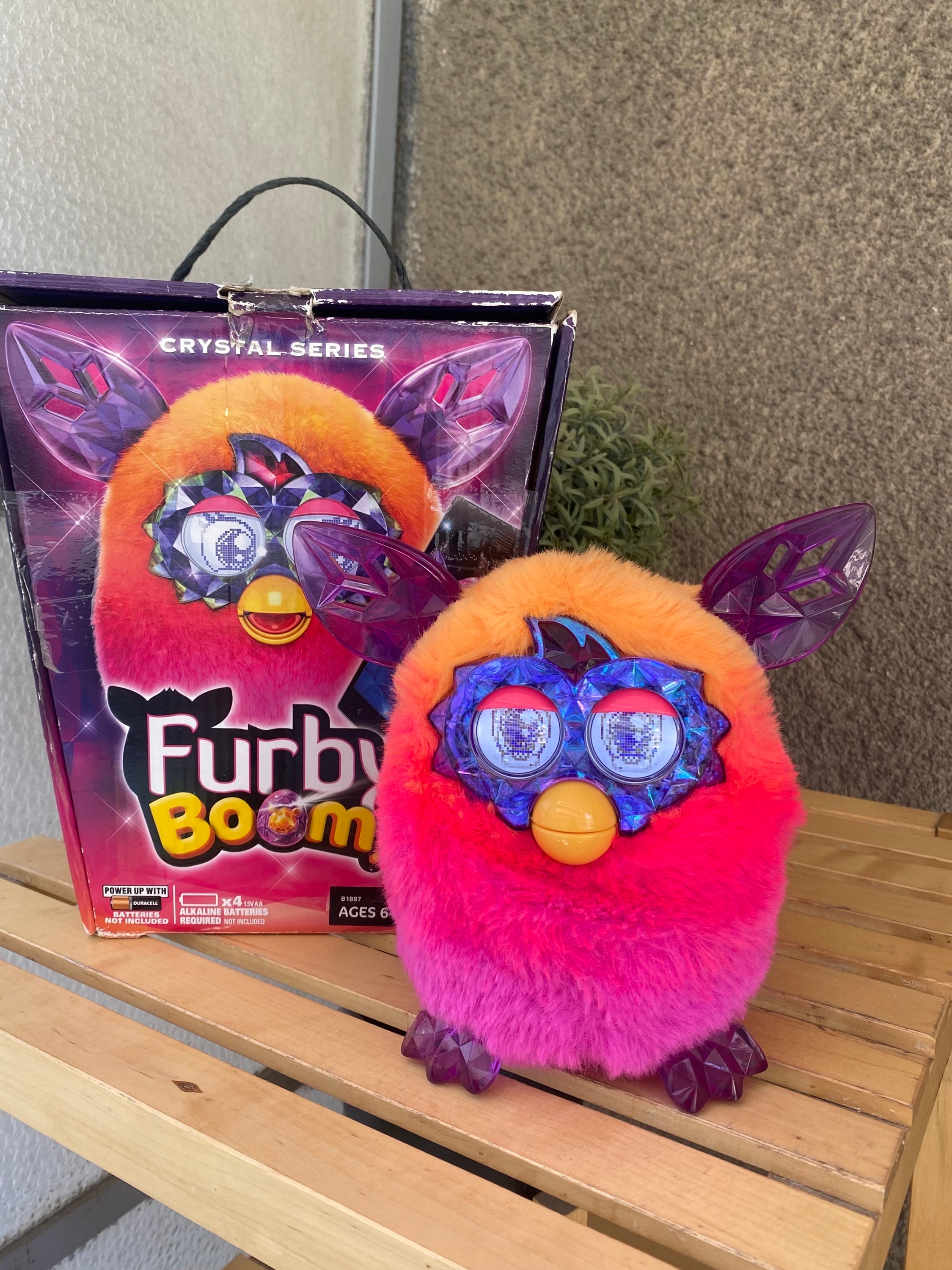 Orange-Pink Furby Boom Crystal Series WORKING with a box