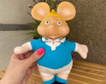 Rare peluche Topo Gigio avec ventouse Marionnette Maria Perego des