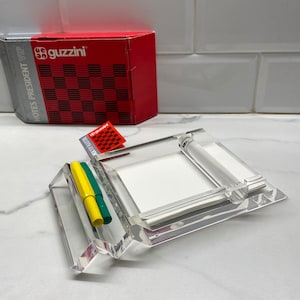 Rare Guzzini Lucite Note Pad and Pencil Holder Italy 1980s VIP Office New