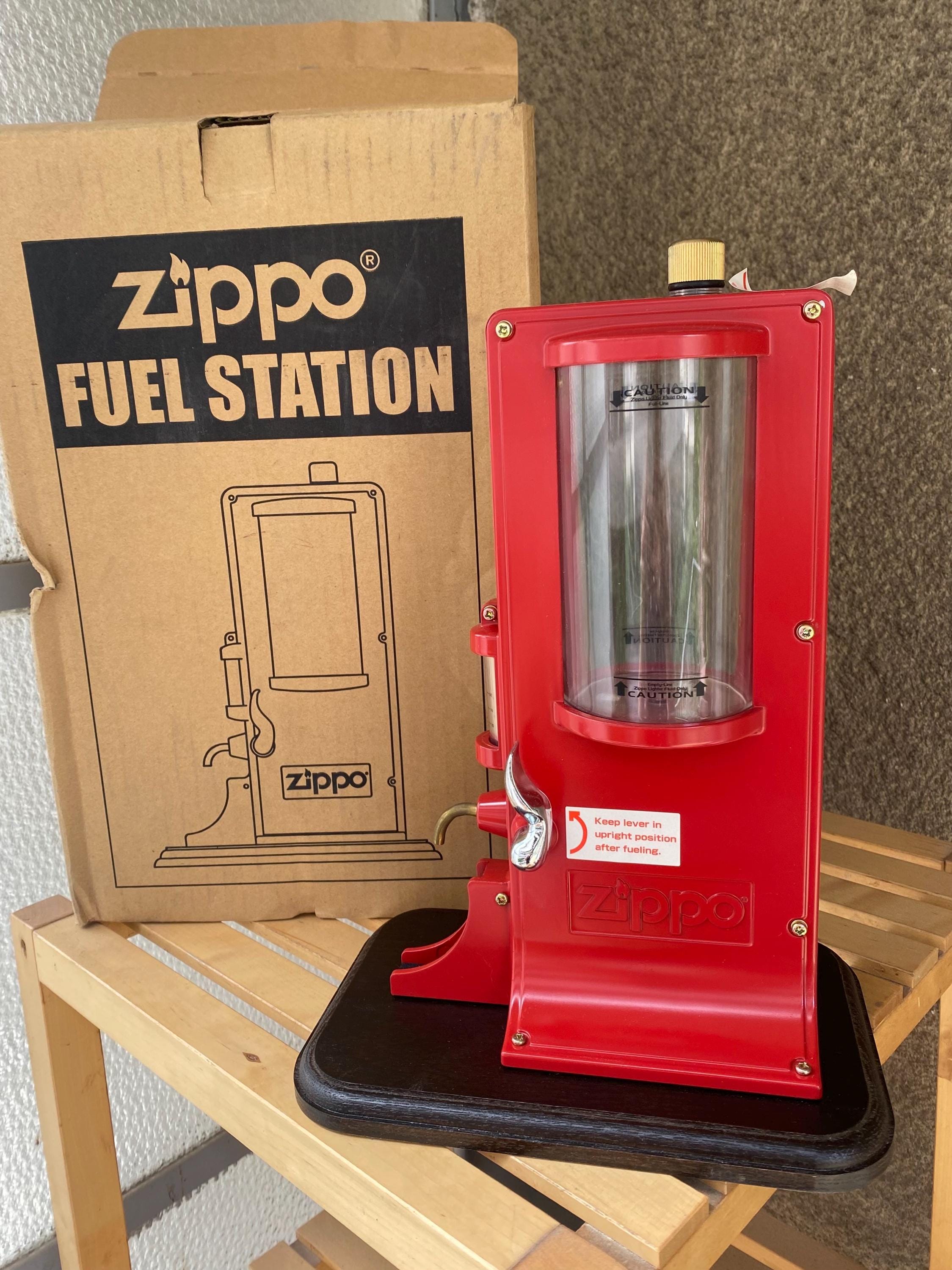 Very Rare Zippo Fuel Station Red Metal on a Wooden Base Early
